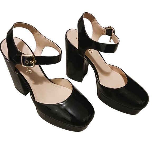 Coach Glossy Black Platform Sandals - Picture 7 of 15